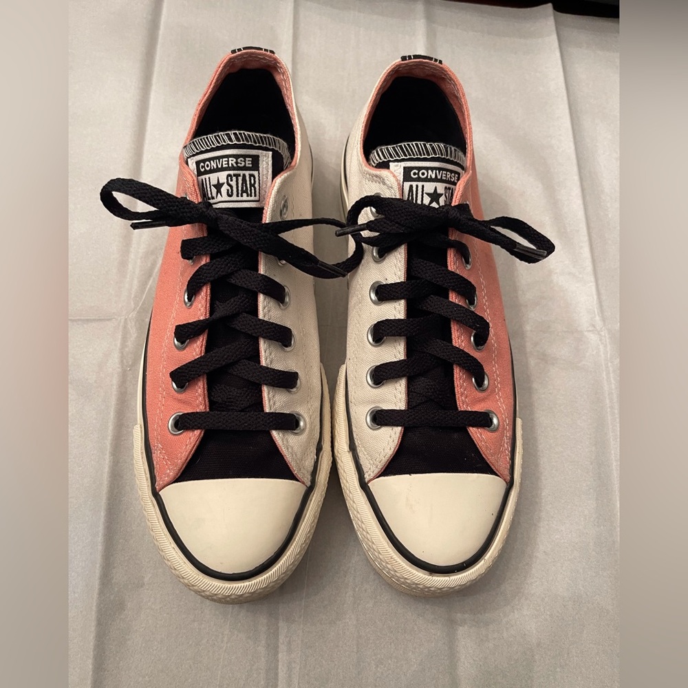 Customized Pink and White Converse Sneakers